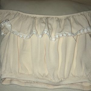 Cropped off the shoulder frilly top